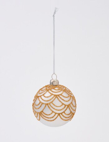 Christmas Shop Glass Cream Scallop Bauble, Small product photo