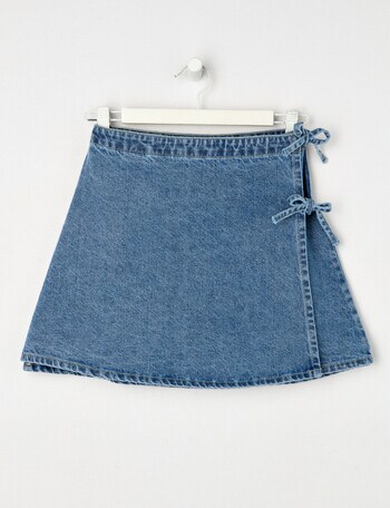 Switch Bow Denim Skirt, Malibu Blue product photo
