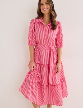 Whistle Cotton Poplin Detail Dress, Candy Stripe product photo