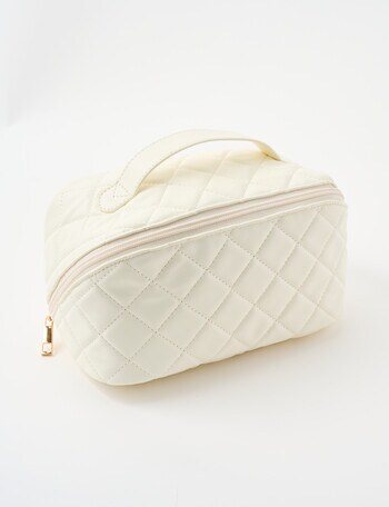 Boston + Bailey Quilted Zip Vanity Case, Ivory product photo