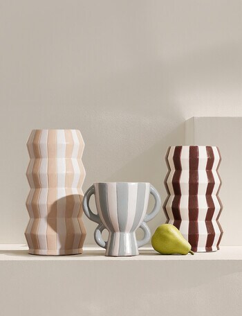 M&Co Lola Stripe Vase, Beige product photo