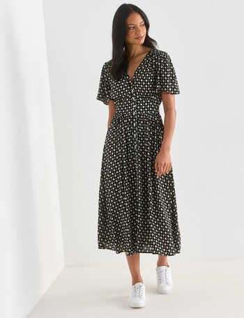 Whistle Ditsy Tea Dress, Black product photo