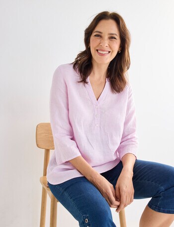 Line 7 Linen Vacay Top, Light Pink product photo