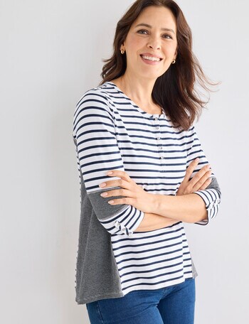 Line 7 Cotton Down Town Top, White Stripes product photo