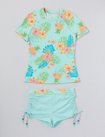 Wavetribe Surf Floral Short Sleeve Rash Set, Skylight product photo