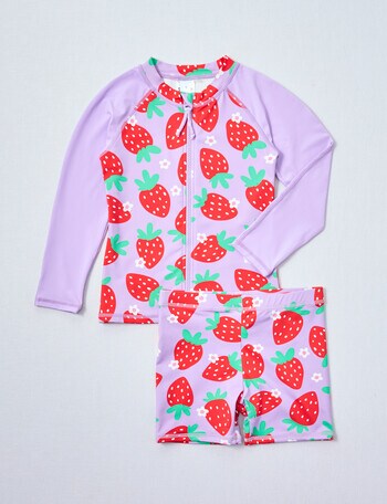 Wavetribe Strawberry Daisy Long Sleeve Rash Set, 2-Piece, Lilac product photo