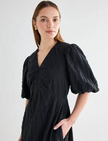Mineral Madeline V Neck Midi Dress, Black product photo