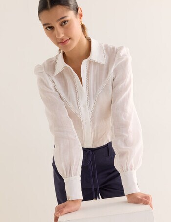 State of play Violet Lace Trim Blouse, White product photo
