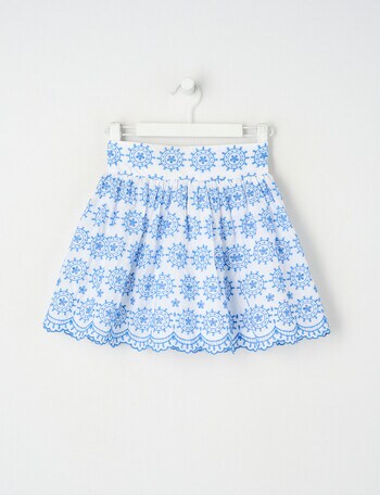 Mac & Ellie Broderie Skirt, White & Cobalt product photo