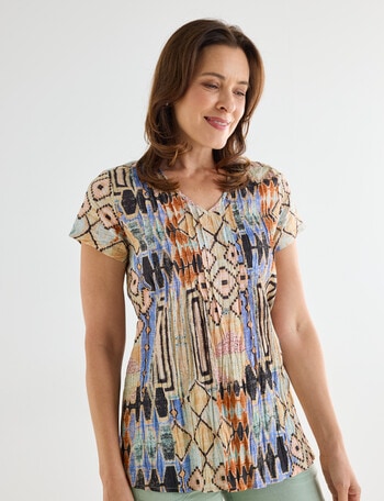 Line 7 Cotton Equation Top, Green Print product photo