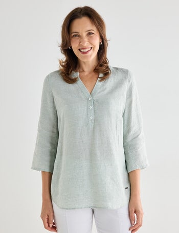 Line 7 Linen Vacay Top, Light Green product photo