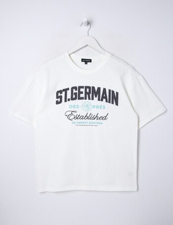 No Issue St Germain Applique Short Sleeve Box Tee, White product photo