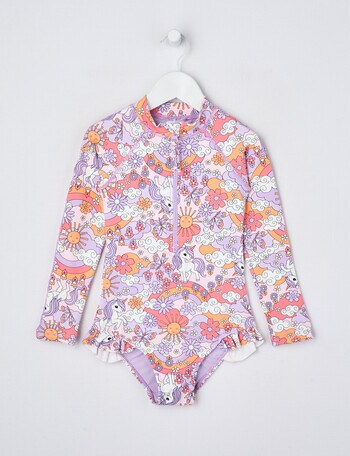 Wavetribe Unicorn Long Sleeve Rashsuit, Blush Pink product photo