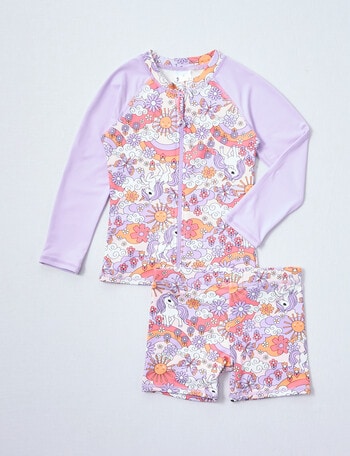 Wavetribe Unicorn Long Sleeve Rash Set, 2-Piece, Lilac product photo