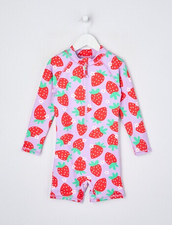 Wavetribe Strawberry Daisy Long Sleeve Sunsuit, Lilac product photo