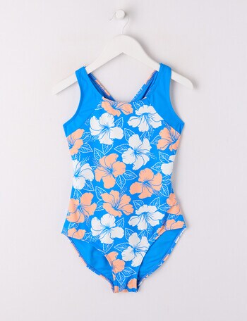Wavetribe Hibiscus Swimsuit, 1-Piece, Blue product photo