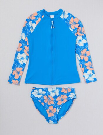 Wavetribe Hibiscus Long Sleeve Rash Set, Blue product photo