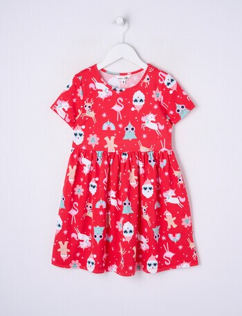 Mac & Ellie Xmas Short Sleeve Knit Dress, Cherry Red product photo