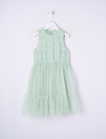 Mac & Ellie Party Collection Frill Tulle Embroidery Dress, Mint product photo