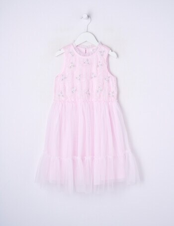Mac & Ellie Party Collection Frill Tulle Embroidery Dress, Pink product photo