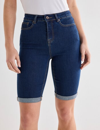 Denim Republic Knee Length Denim Short, Dark Wash product photo