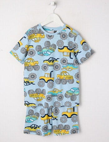 Sleep Mode Monster Truck Short PJ Set, Blue, 2-8 product photo