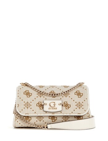 Guess Neda Convertible Canvas Crossbody Flap Bag, Off White Logo product photo