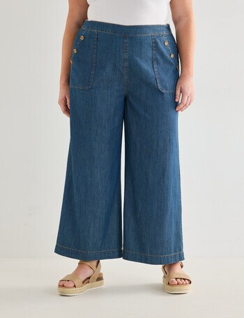 Studio Curve Wide Leg Crop Pants, Chambray product photo