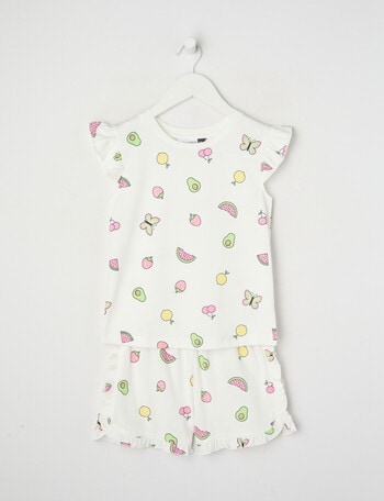 Sleep Mode Fruit Salad Knit Short PJ Set, White, 2-8 product photo