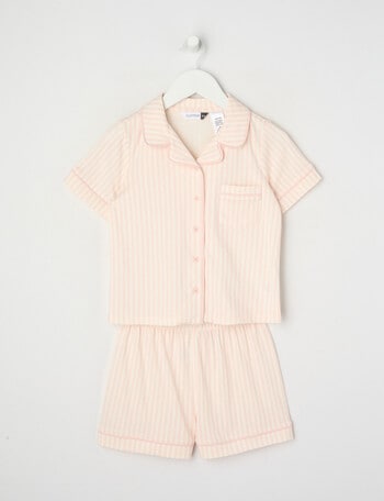 Sleep Mode Stripe, Knit PJ Set Sorbet Pink, 2-8 product photo