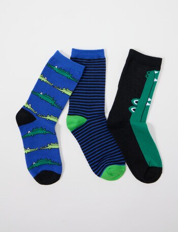 Simon De Winter Alligator Crew Socks, 3-Pack, Green product photo