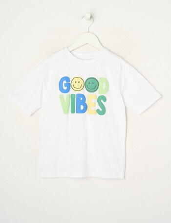 Mac & Ellie Good Vibes Short Sleeve Tee, Ivory product photo
