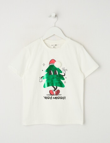 Mac & Ellie Xmas Foil Tree Short Sleeve Tee, White product photo