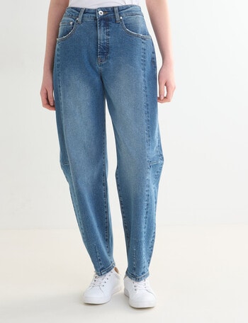Denim Republic Barrel Leg Jean, Mid Wash product photo