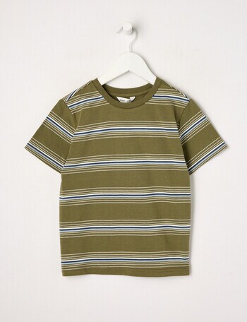 Mac & Ellie Stripe Short Sleeve Tee, Khaki product photo