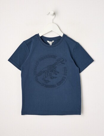 Mac & Ellie Deboss Dino Short Sleeve Tee, Indigo product photo