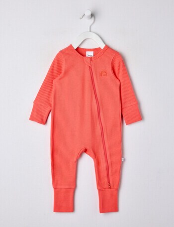 Teeny Weeny Sleep Rib Sleepsuit, Coral product photo