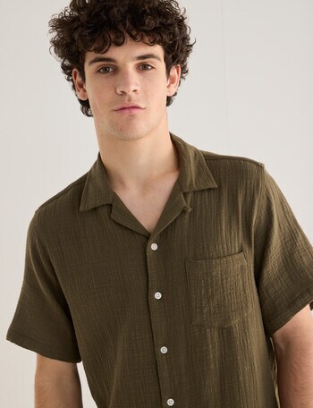 Tarnish Cuba Slub Double Layer Shirt, Khaki product photo