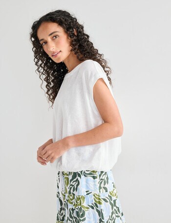 Zest Draw Hem Top, White product photo