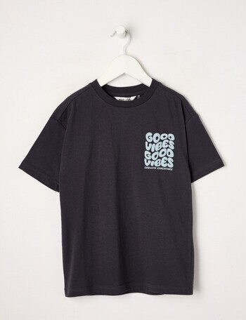 Mac & Ellie Good Vibes Short Sleeve Box Tee, Coal product photo