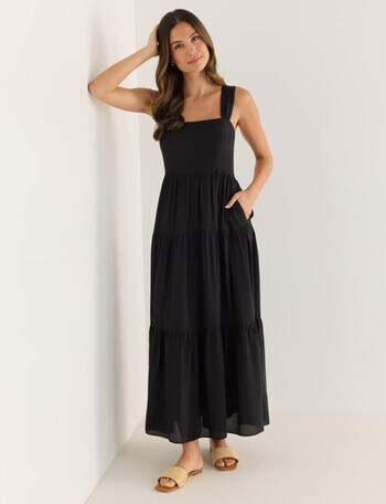 Whistle Cross Back Sleeveless Maxi Sundress, Black product photo