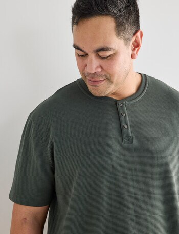 Gasoline Sonar Waffle Henley T-Shirt, Khaki product photo