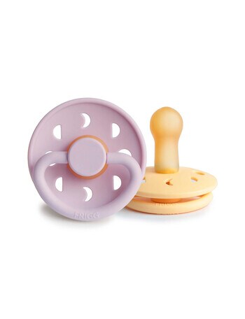 FRIGG Moon Latex Pacifier, Purple & Yellow, 6-18m, 2-Pack product photo