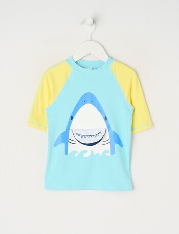 Wavetribe Shark Short Sleeve Rash Top, Sky product photo