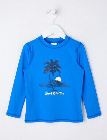 Wavetribe Palm Long Sleeve Rash Top, Blue product photo