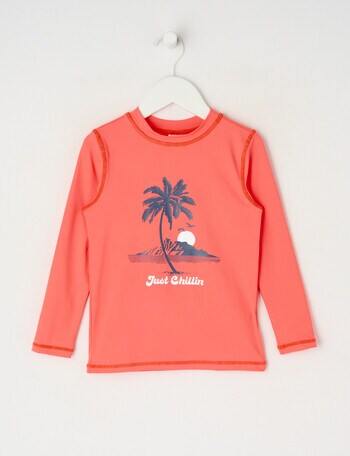 Wavetribe Palm Long Sleeve Rash Top, Orange product photo