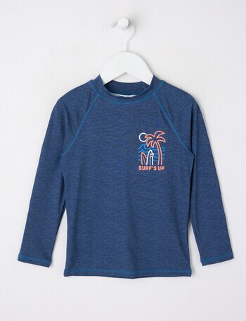 Wavetribe Long Sleeve Rash Top, Denim Marle product photo