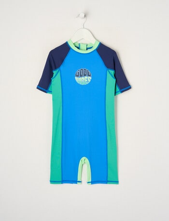 Wavetribe Colour Block Rash Suit, Blue product photo