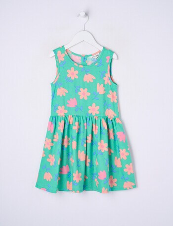 Mac & Ellie Floral Linen Blend Drop Waist Dress, Emerald product photo