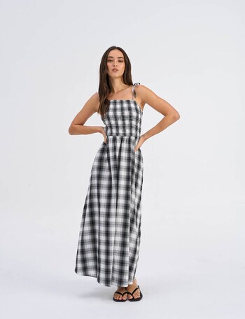 ONLY Maddy Maxi Smock Check Dress, Black & White product photo